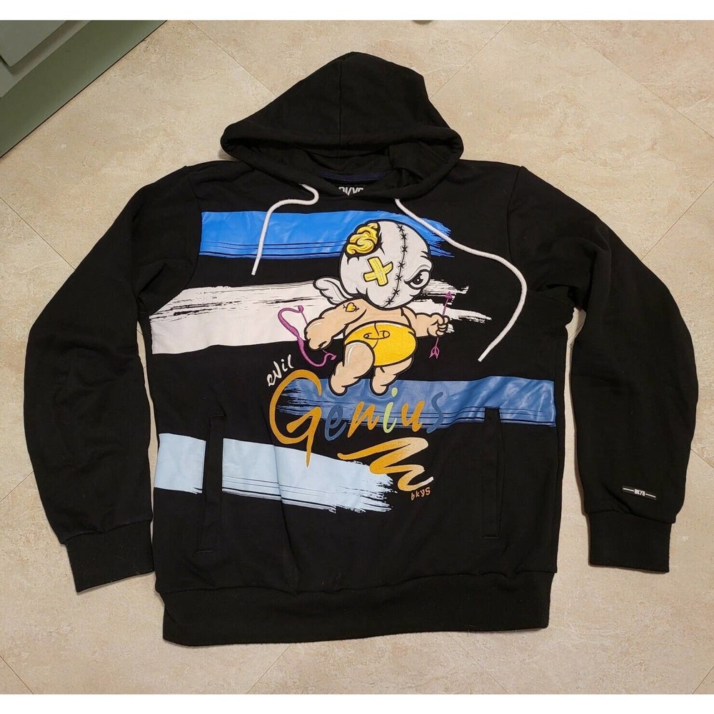 BKYS Black Keys Evil Genius Embroidered Sweatshirt Hoodie Mens Size‎ XL